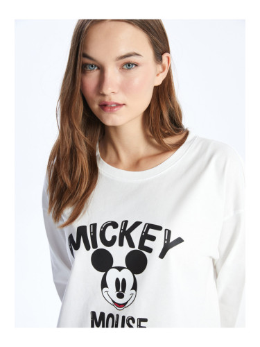 LC Waikiki Crew Neck Mickey Mouse Printed Long Sleeve Women's Pajama Set