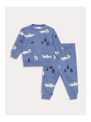 LC Waikiki Crew Neck Long Sleeve Printed Baby Boy Sweatshirt and Sweatpants 2-Set