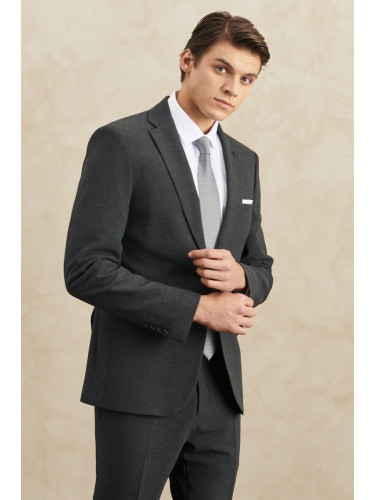 ALTINYILDIZ CLASSICS Men's Anthracite Recycle Slim Fit Slim Fit Mono Collar Seerpy Patterned Suit