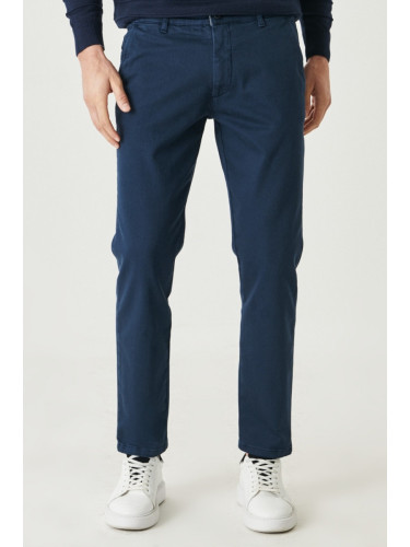 ALTINYILDIZ CLASSICS Men's Navy Blue Comfort Fit 360 Degree Flexibility in All Directions Side Pocket Trousers.