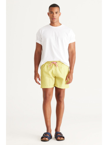 AC&Co / Altınyıldız Classics Men's Yellow Standard Fit Regular Cut Quick Dry Patterned Swim Shorts with Side Pockets Swimsuit
