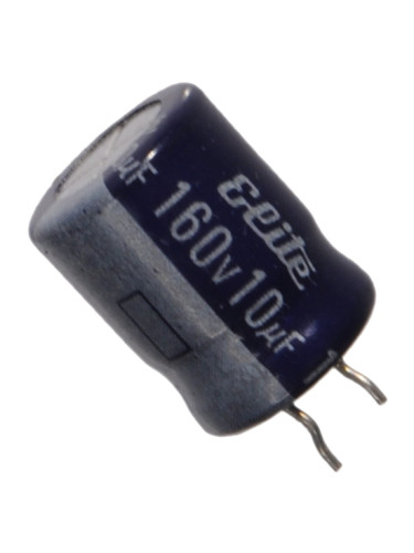 Кондензатор електролитен 10uF, 160V, THT, Ф10x13mm