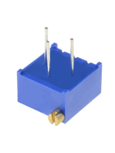 Тример потенциометър 100kOhm, 0.5W, многообoротен, хоризонтален, жичен, THT