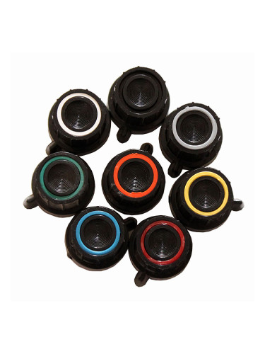 Копче за потенциометър Ф18х18 mm с фланец и репер със син ринг