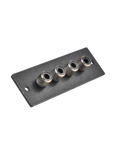 Конектор RCAx4,  гнездо-F,  на панел,  прав,  запояване,  черен