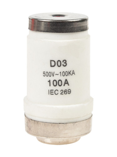 Предпазител керамичен D03, 100A, 500V, ф22x45mm