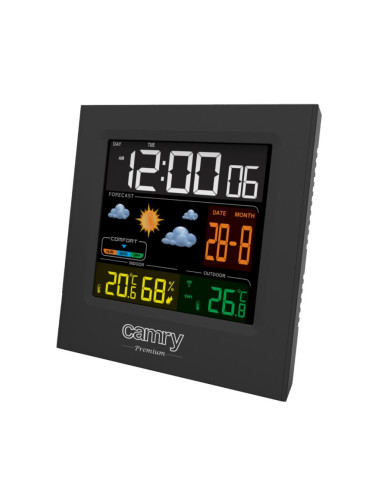 Метеорологична станция Camry CR 1166, Прогноза за времето, Календар, Влагомер, Часовник, LCD екран, Черен