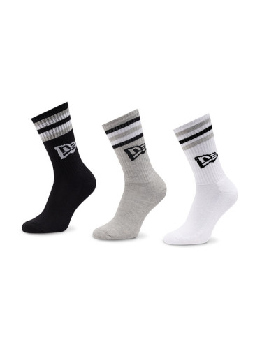 New Era Комплект 3 чифта дълги чорапи мъжки Retro Stripe Crew 13113629 Цветен