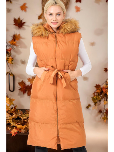 Z6744 DEWBERRY WOMEN'S VEST-DARK TAN