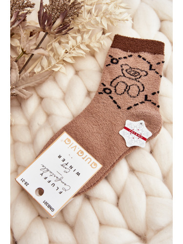 Aura.via Младежки топли чорапи с мече кафяво