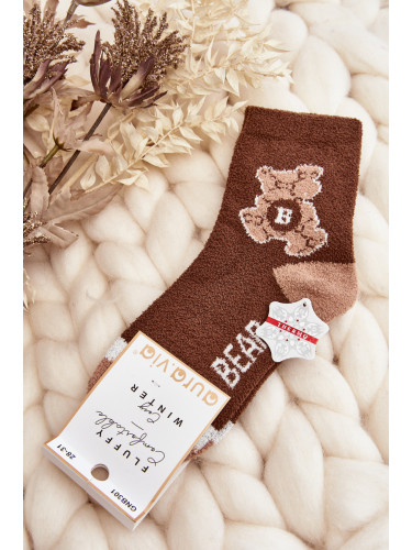 Aura.via Младежки топли чорапи с мече кафяво