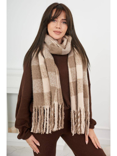 6073 Women's scarf dark beige + beige