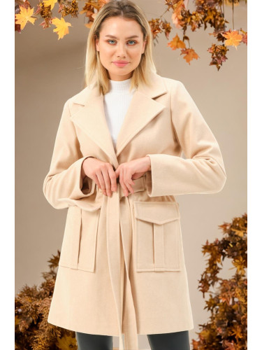Z6778 DEWBERRY LADIES' COAT-LIGHT BEIGE