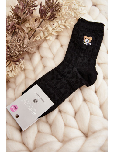 Aura.via Шарени дамски чорапи с мече Черни