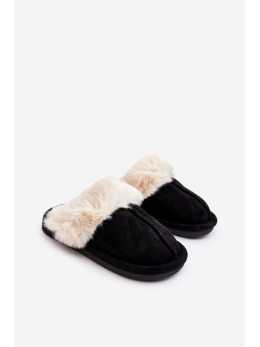 Boto Детски пантофи с косъм Черни Befana