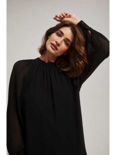 Marisse Shirt With Pleated Sleeves, Black