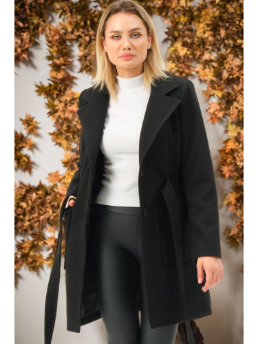 Z6778 DEWBERRY WOMEN'S COAT-LIGHT BLACK