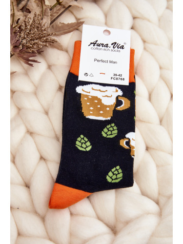 Aura.via Мъжки чорапи с бирени шарки черни