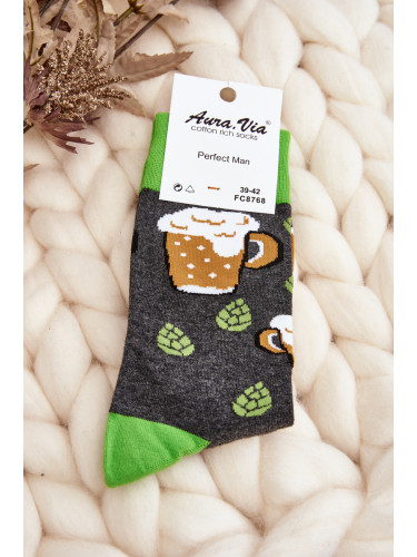 Aura.via Мъжки чорапи в бирени сиво-зелени шарки
