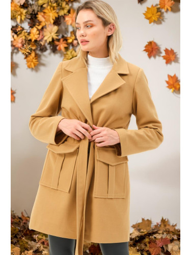 Z6778 DEWBERRY WOMEN'S COAT-LIGHT CAMEL