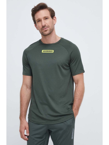 Тениска за трениране Hummel Topaz hmlTE T-SHIRT в зелено с принт