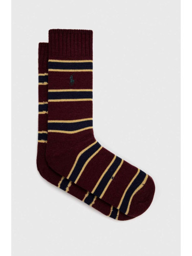 Чорапи с вълна Polo Ralph Lauren в бордо