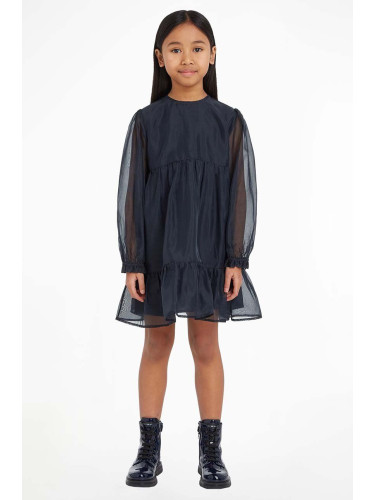 Детска рокля Tommy Hilfiger в тъмносиньо къса разкроена