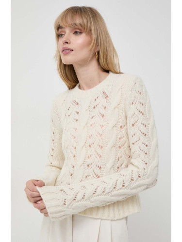Вълнен пуловер Marella дамски в бежово от топла материя