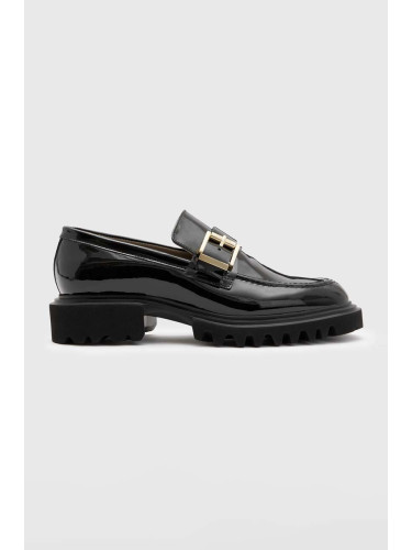 Кожени мокасини AllSaints Emily Patent Loafer в черно с платформа WF525Z