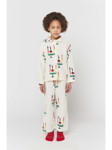 Детска памучна пижама Bobo Choses в бежово с десен