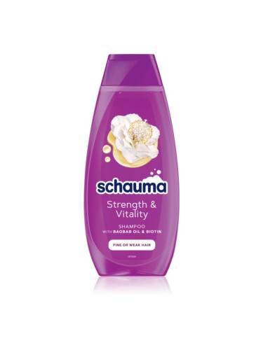 Schwarzkopf Schauma Strength & Vitality подсилващ шампоан за тънка коса без обем 400 мл.
