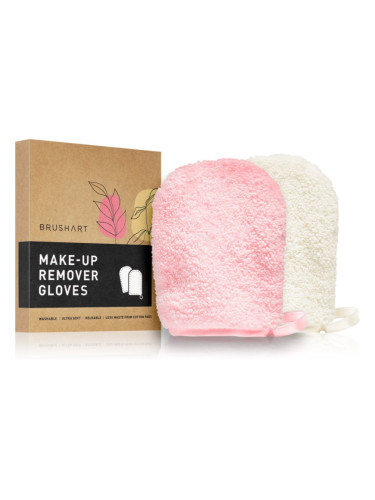 BrushArt Home Salon Make-up remover gloves ръкавици за почистване на грим PINK, CREAM 2 бр.