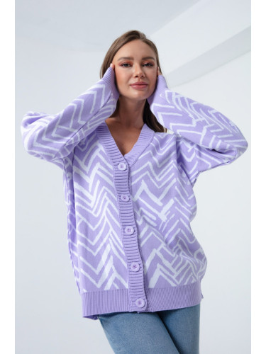 Lafaba жените люляк зигзаг модел пуловер жилетка