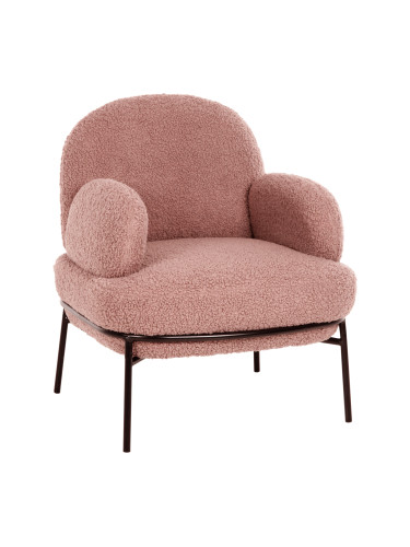 Кресло букле  цвят розов-черен