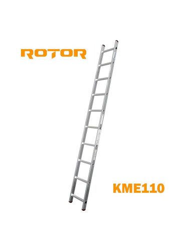 Стълба алуминиева, 1x10 стъпала, 2.7 м, ROTOR KME110