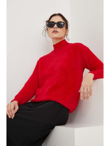 Пуловер Answear Lab дамски в червено с ниско поло