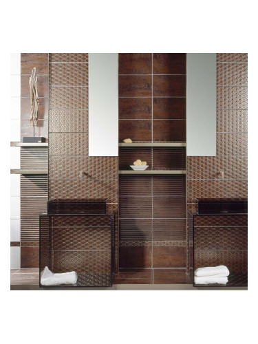 Corten oxido серия- испански плочки за баня в бяло и кафяво с декорни елементи