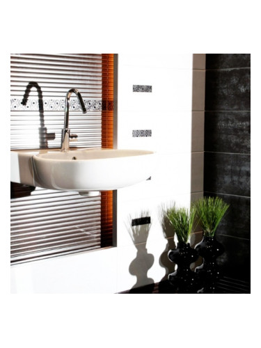 Corten grafito серия- испански плочки за баня в бяло и кафяво с декорни елементи