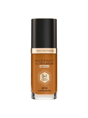 Max Factor Facefinity All Day Flawless дълготраен фон дьо тен SPF 20 цвят 98 Warm Hazelnut 30 мл.