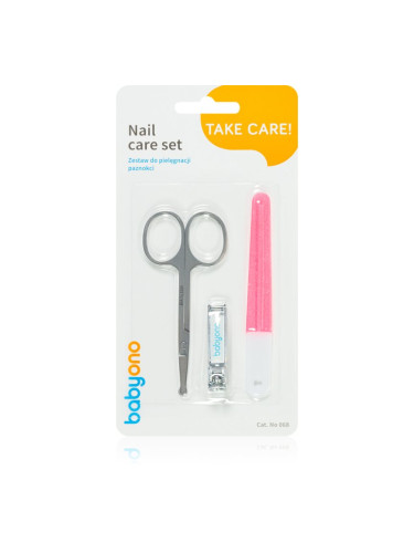 BabyOno Take Care Nail Care комплект за маникюр за деца Red
