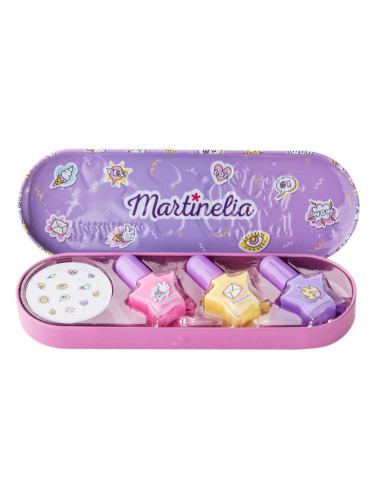 Martinelia Super Girl Nail Polish & Stickers Tin Box комплект (за деца )