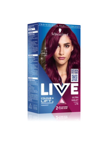 Schwarzkopf LIVE Colour + Lift перманентната боя за коса цвят L76 Ultra Violet 1 бр.