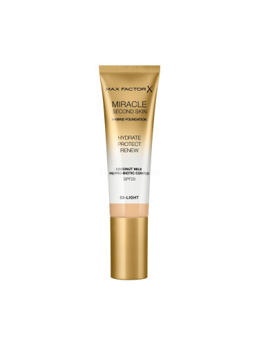 Max Factor Miracle Second Skin SPF20 Фон дьо тен за жени 30 ml Нюанс 03 Light