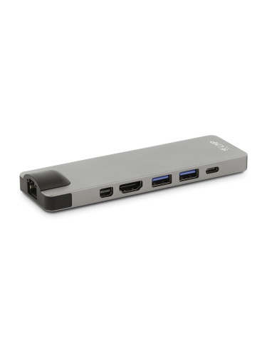 Докинг станция LMP USB-C Compact Dock 4K Pro (Мостра), от 2x USB Type-C 3.1 към 1x Mini-DP, 1x HDMI, 1x RJ45, 2x USB 3.0, 1x SD, 1x microSD card, 1x USB-C, сива