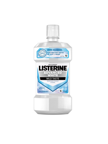 Listerine Advanced White Mild Taste Mouthwash Вода за уста 500 ml