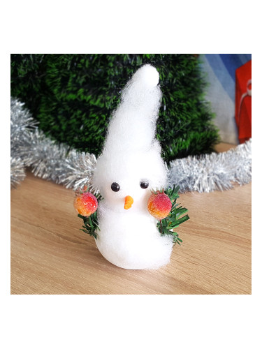 Коледна украса снежен човек с дълга пухена шапка коледни играчки