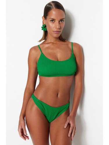 Trendyol зелен текстурирани висок крак бикини дъното