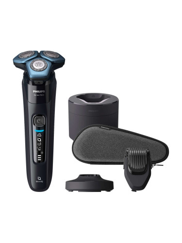 Електрическа самобръсначка за мокро и сухо бръснене Philips Shaver Series 7000 с гребен за оформяне на брада S7783/59 черно