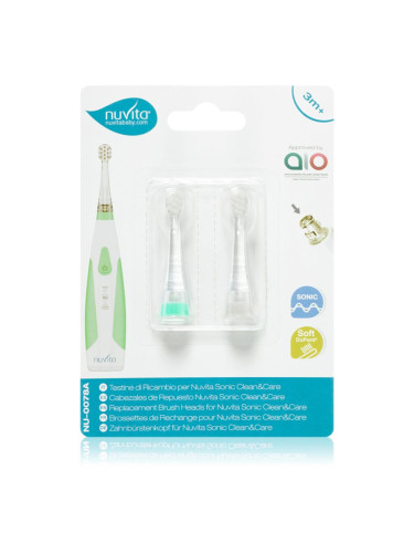 Nuvita Sonic Clean&Care Replacement Brush Heads резервни накрайници за сонична четка за зъби с батерии за бебета Sonic Clean&Care Small Green/White 3