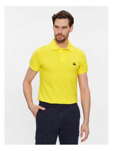 United Colors Of Benetton Тениска с яка и копчета 3089J3178 Жълт Regular Fit